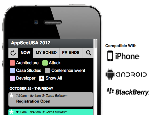 Mobile Schedule for AppSecUSA 2012